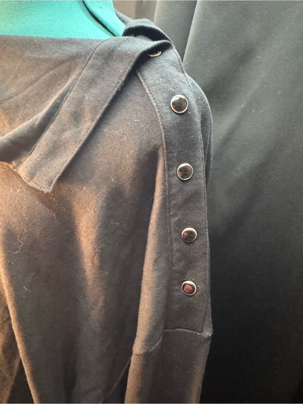 Blair Black Button-Accent Hoodie
